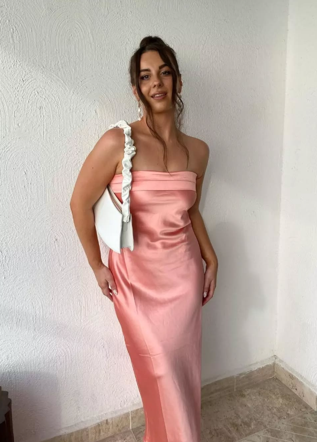 Stunning Sheath Strapless Blue Satin Bridesmaid Dress Evening Dress SH2836