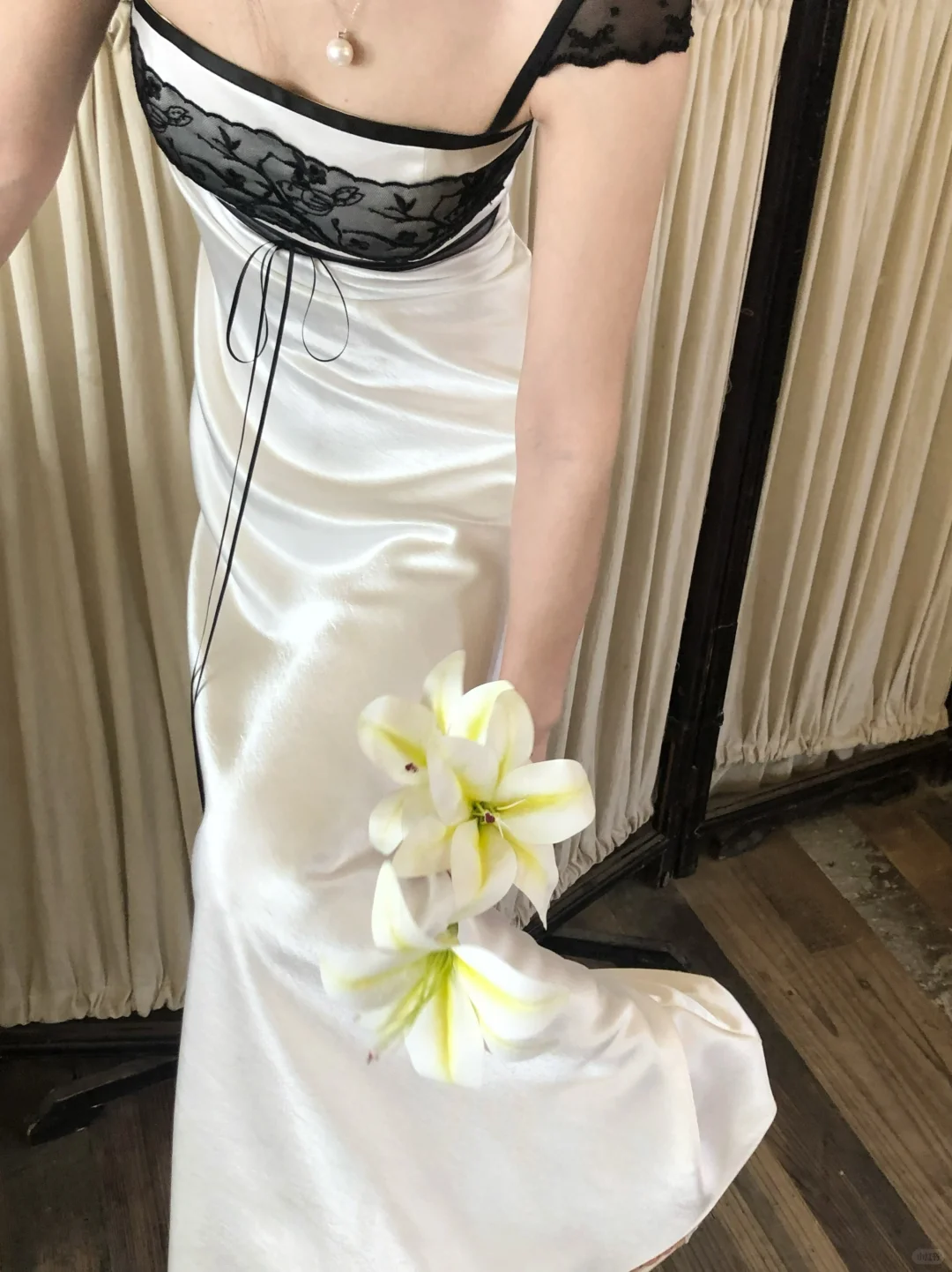 Vintage A Line Classic Lace Satin Long Prom Dress Date Dress SH5559