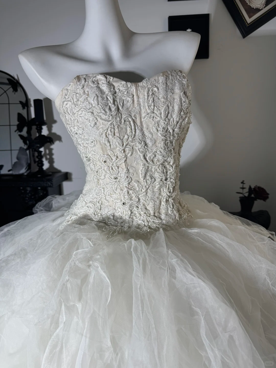 Vintage A Line Sweetheart White Lace Organza Prom Dress Evening Dress SH5609