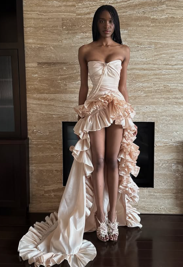 Stunning Apricot A Line Sweetheart Neck Pearl Satin Prom Dress Party Dress SH5324