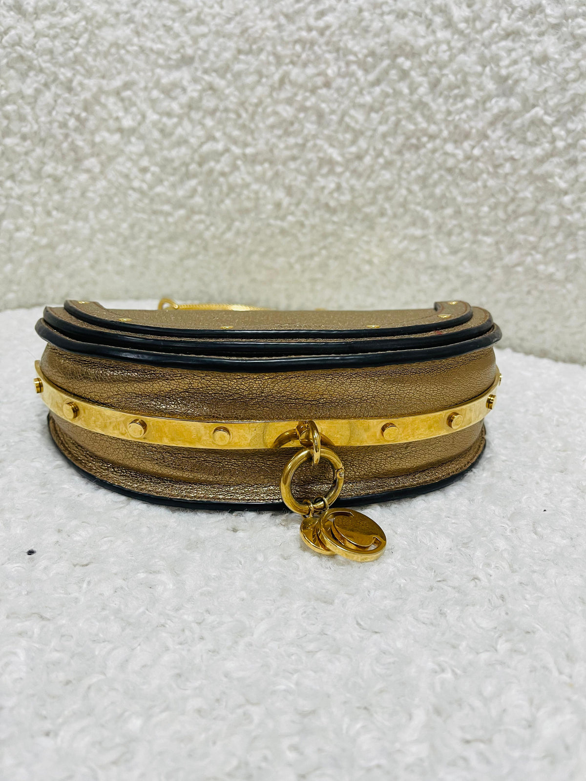 Chloe gold leather nile bracelet minaudiere crossbody bag