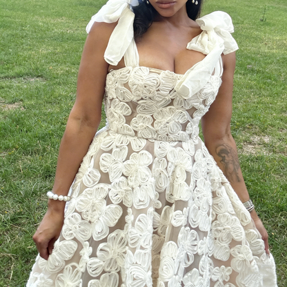 White Straps A-Line Long Party Dress Lovely Birthday Outfits, D189