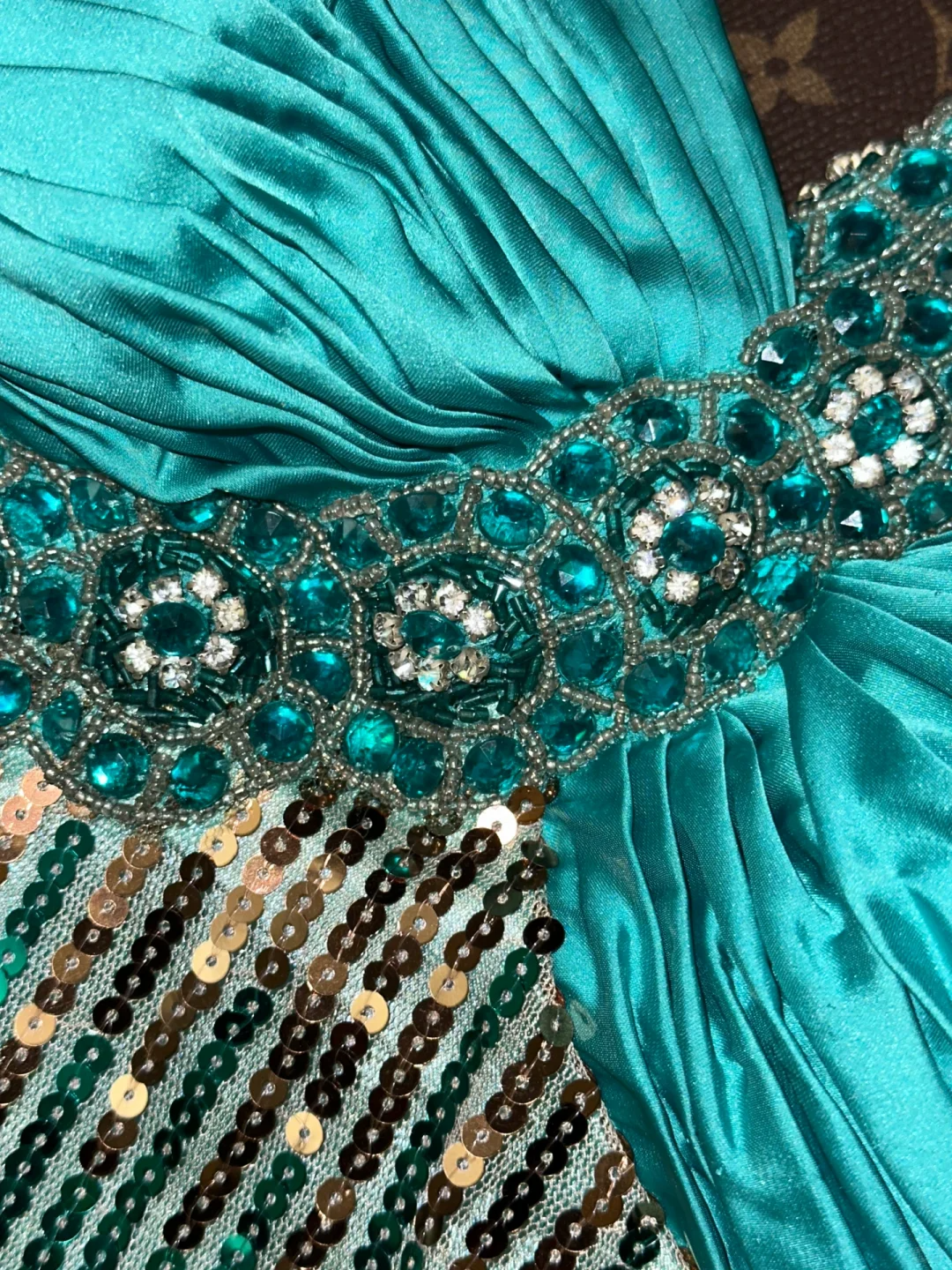 Vintage Luxurious Blue Mermaid Halter Sequin Satin Prom Dress Party Evening Dress SH5896