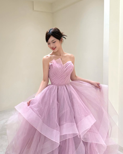 Sweety Ball Gown Strapless Ruffle Sequin Black Tulle Prom Dress Evening Dress SH5102