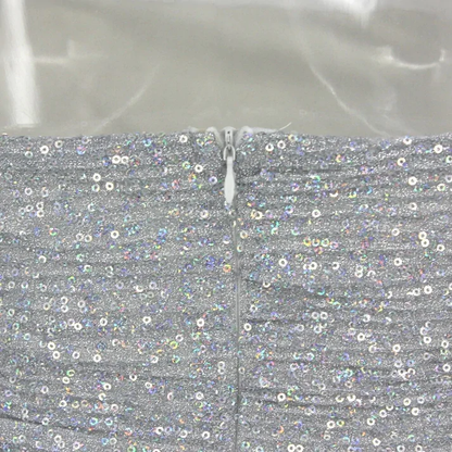 Strapless Silver Short Homecoming Dress With Side Ruffules Mini Party Dress SH1454