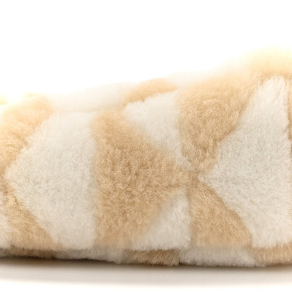 Shearling Symbole Mini Triangle Bag Ecru White