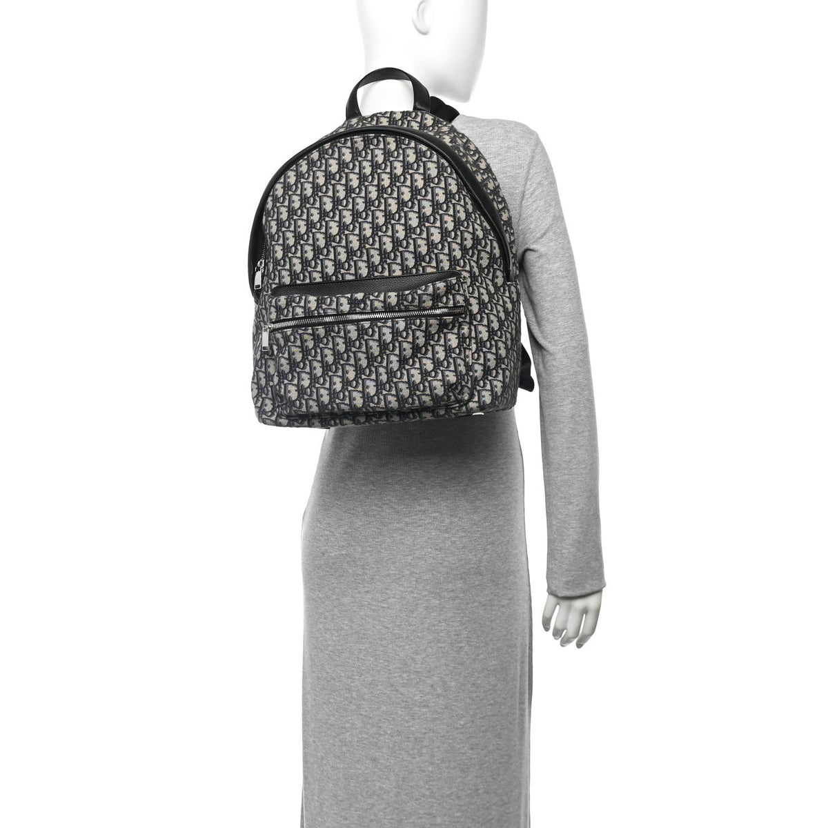 Oblique Calfskin Rider Backpack Beige Black