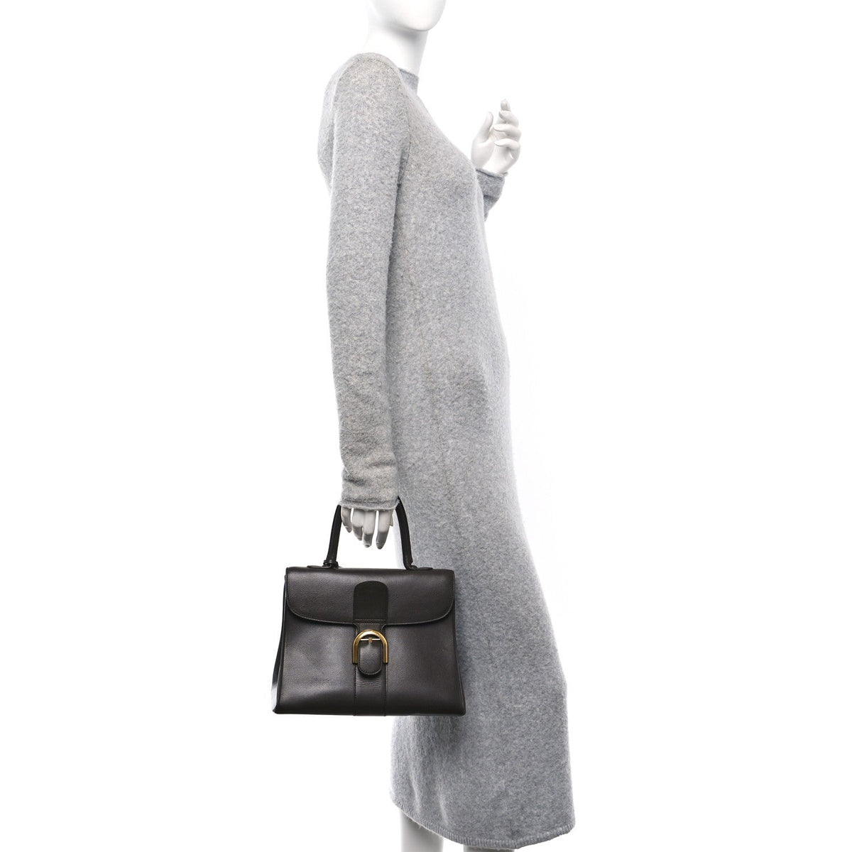 Grained Calfskin MM Brillant Satchel Brown