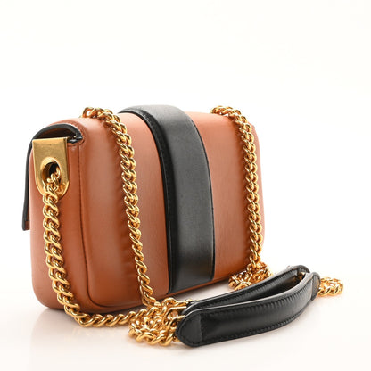 Nappa Apolo Bi-Color Mini Chain Baguette Brandy Black