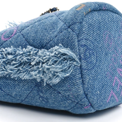 Denim Quilted Mood Mini Bucket With Chain Blue Multicolor