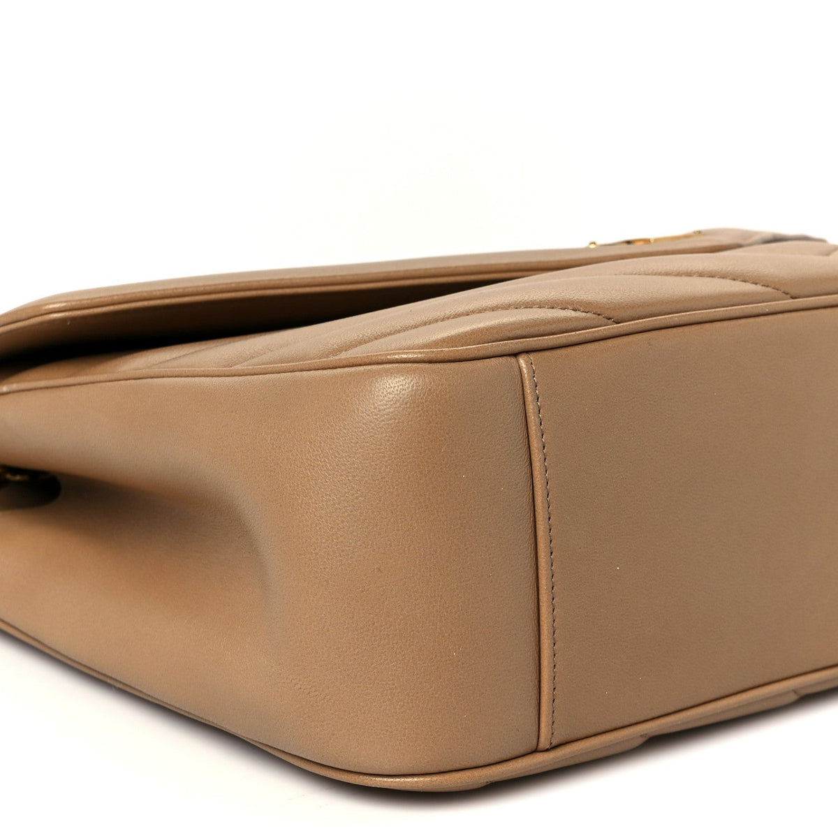 Lambskin Chevron Quilted Large Loulou Natural Tan