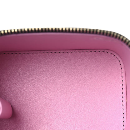 Lambskin Quilted Top Handle Mini Vanity Case With Chain Black Pink