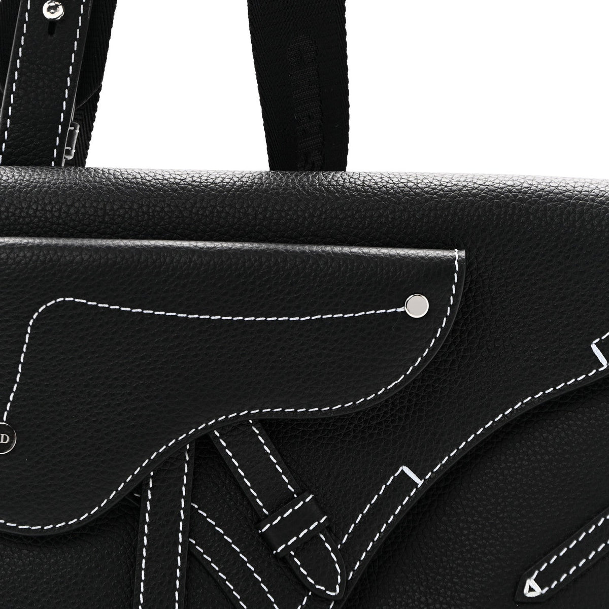 X KAWS Grained Calfskin Saddle Pouch Black