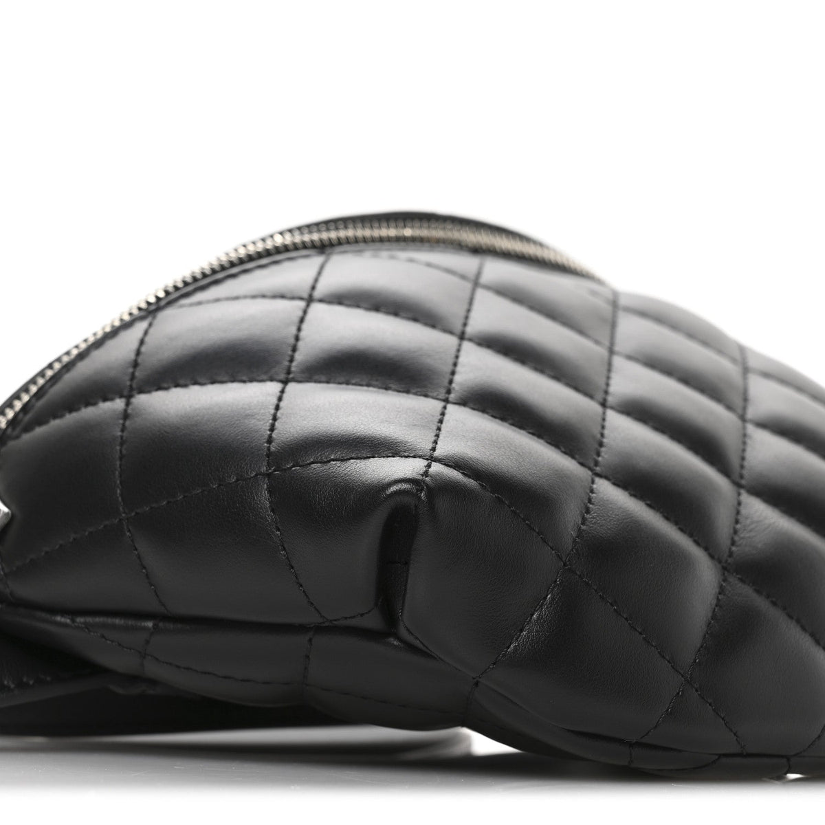 Calfskin Quilted Waist Belt Bag Black