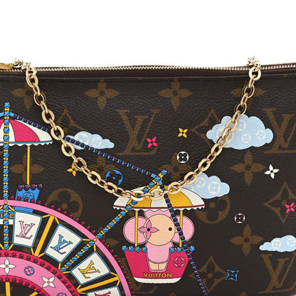 Monogram 2020 Christmas Animation Big Wheel Double Zip Pochette Rose Ballerine