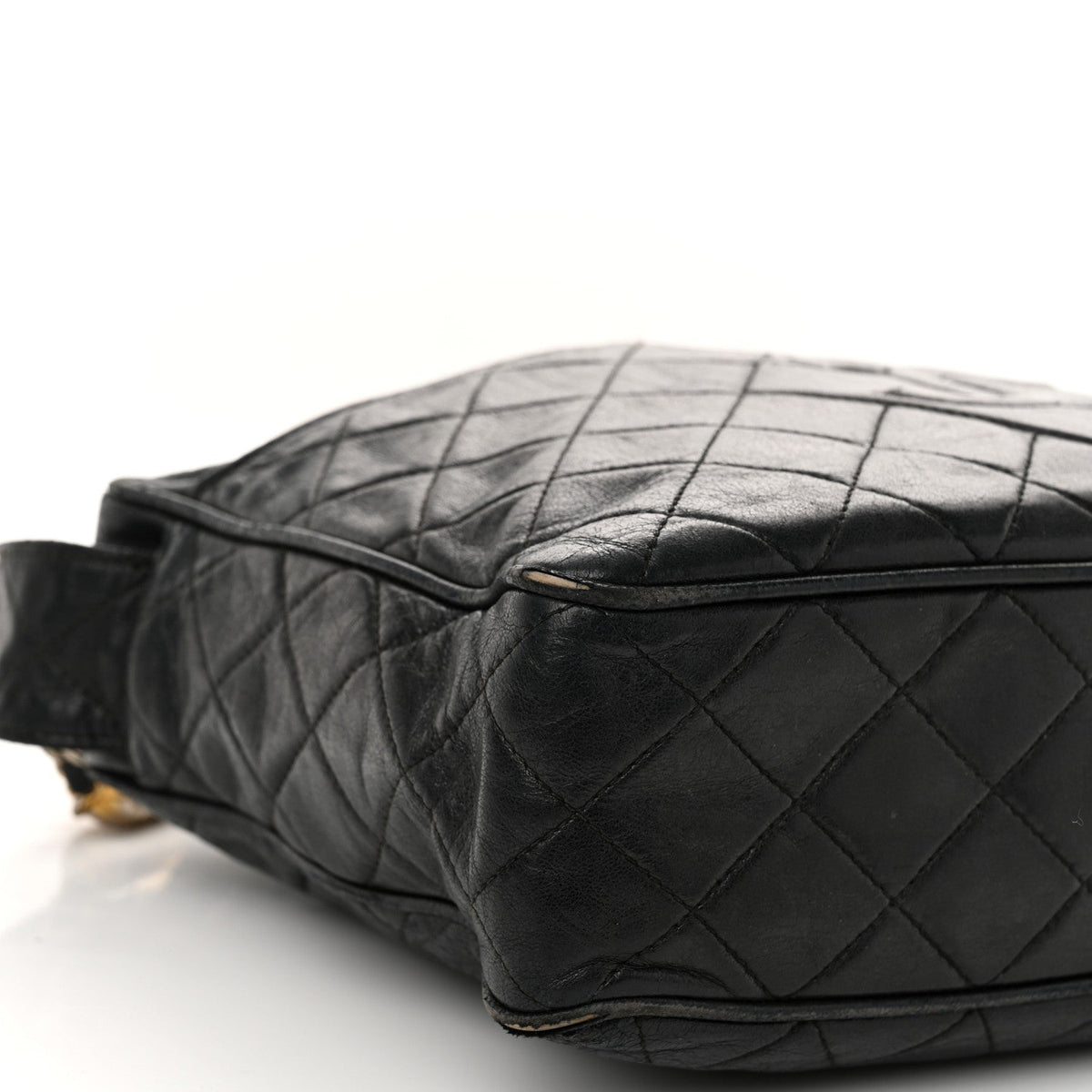 Lambskin Quilted CC Tassel Camera Case Black