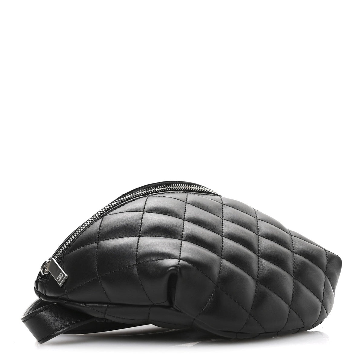 Calfskin Quilted Waist Belt Bag Black
