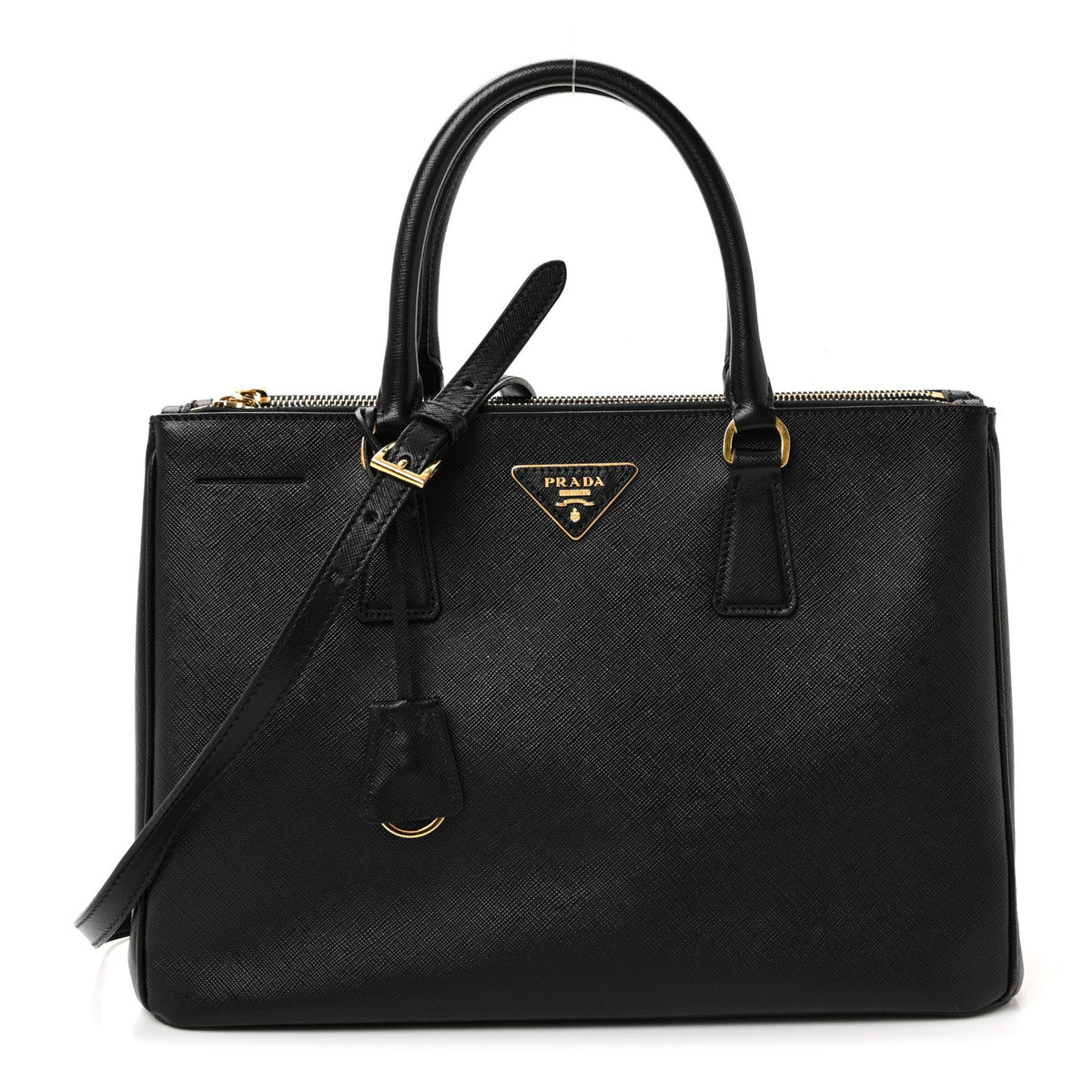 Saffiano Medium Galleria Double Zip Tote Black