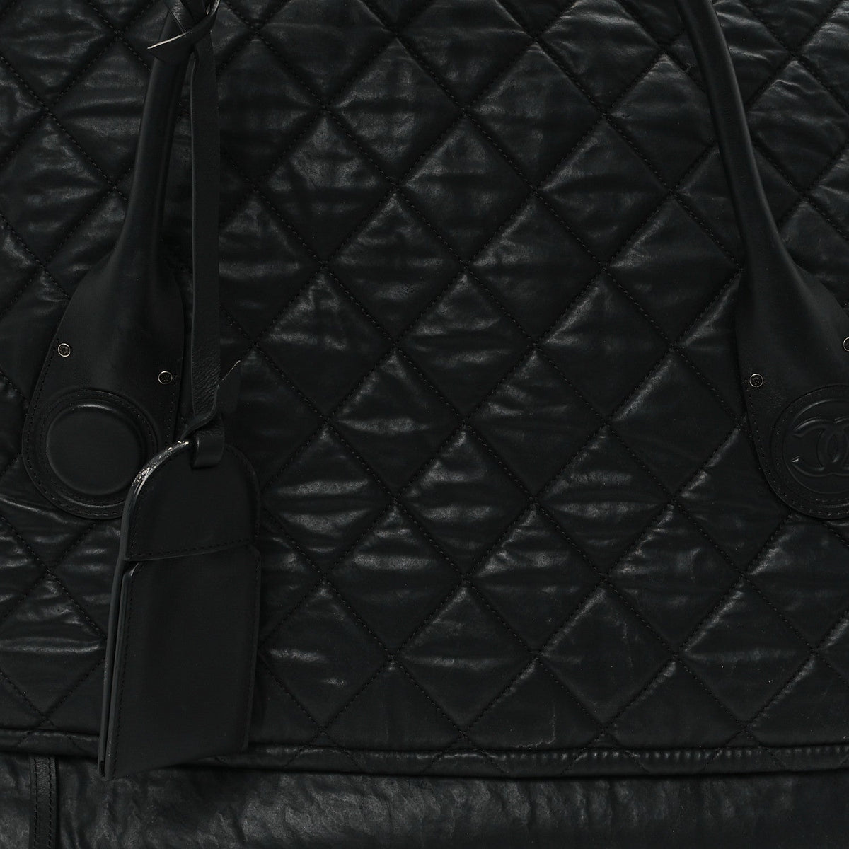 Coated Canvas Quilted Large Garment Travel Bag Black