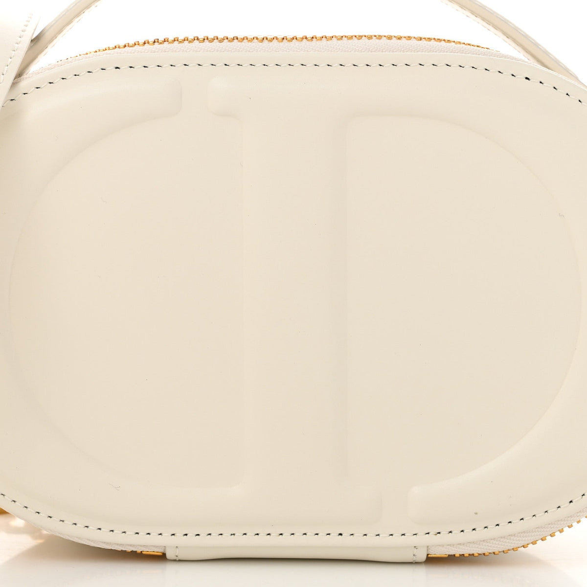 Calfskin CD Signature Oval Crossbody Camera Bag Latte