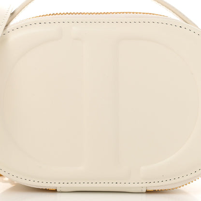 Calfskin CD Signature Oval Crossbody Camera Bag Latte