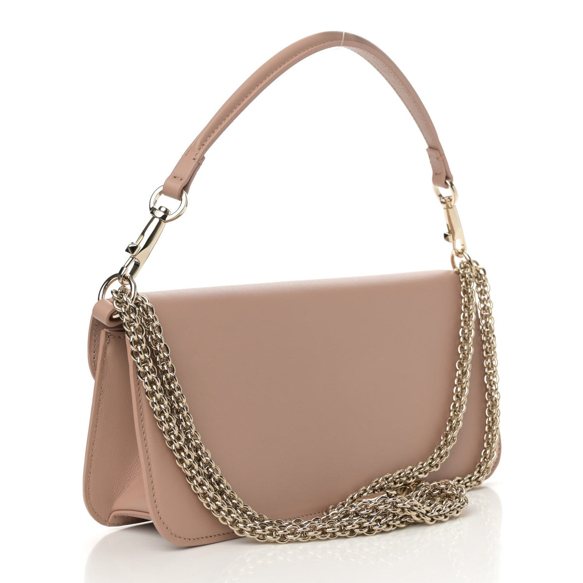 Calfskin Enamel Vlogo Loco Shoulder Bag Rose Cannelle