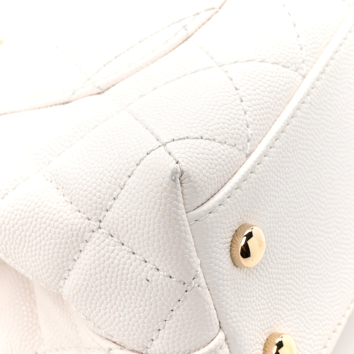 Caviar Quilted Extra Mini Coco Handle Flap White