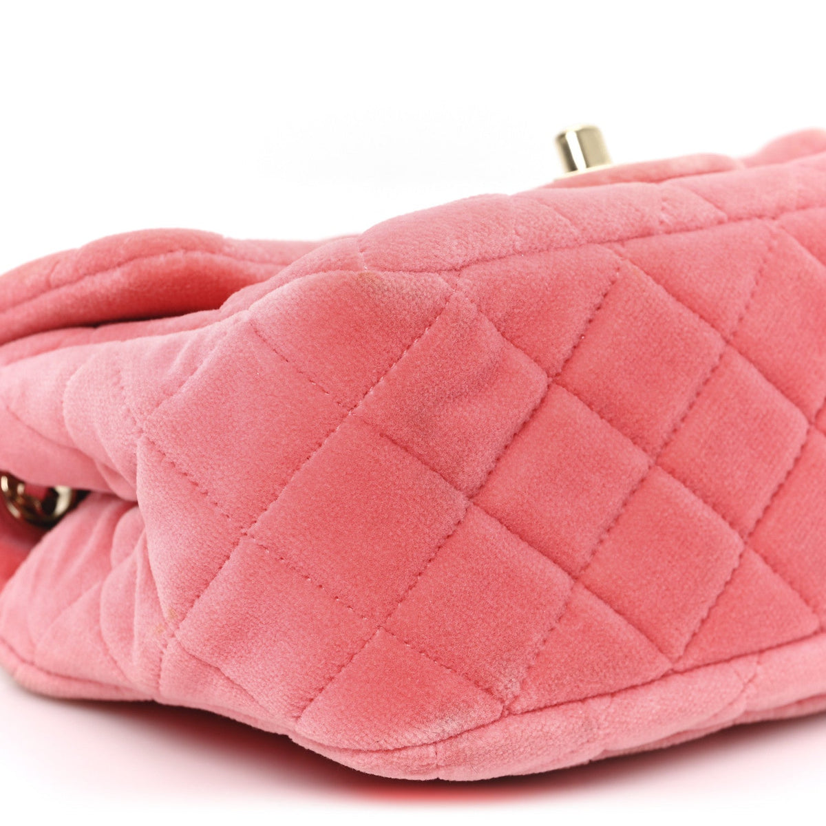 Velvet Quilted Mini Square Pearl Crush Flap Coral
