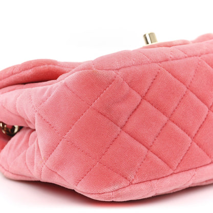 Velvet Quilted Mini Square Pearl Crush Flap Coral