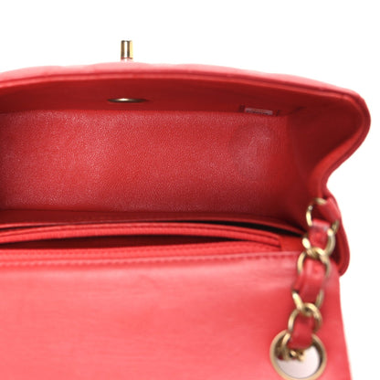 Lambskin Quilted Mini Square Flap Red