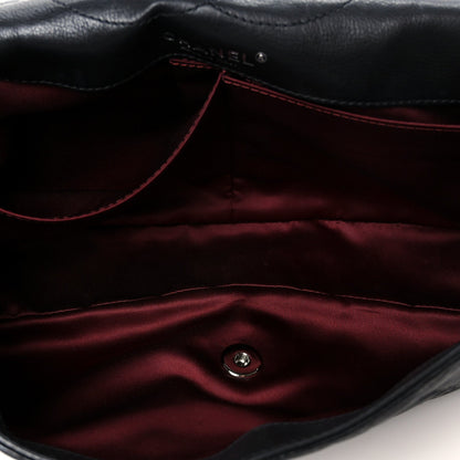 Calfskin Embossed Large Lucky Symbols Flap Black