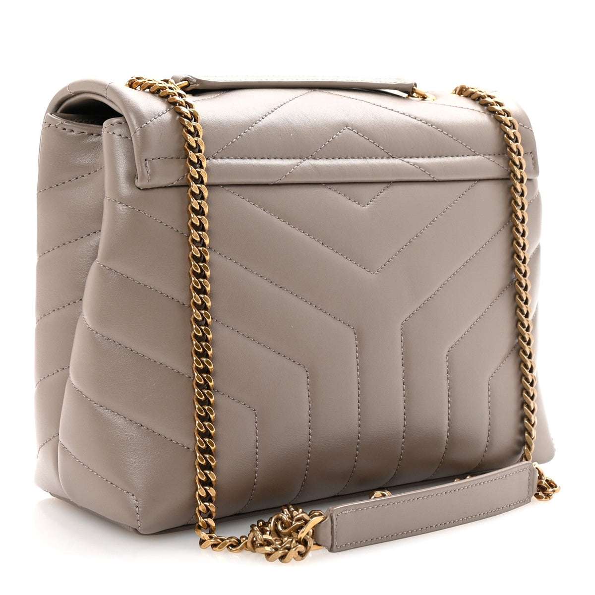 Calfskin Y Quilted Monogram Small Loulou Chain Satchel Taupe