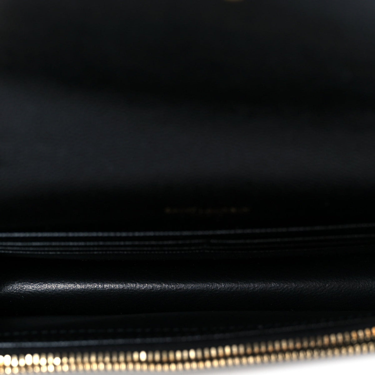 Grain De Poudre Matelasse Chevron Monogram Envelope Chain Wallet Black