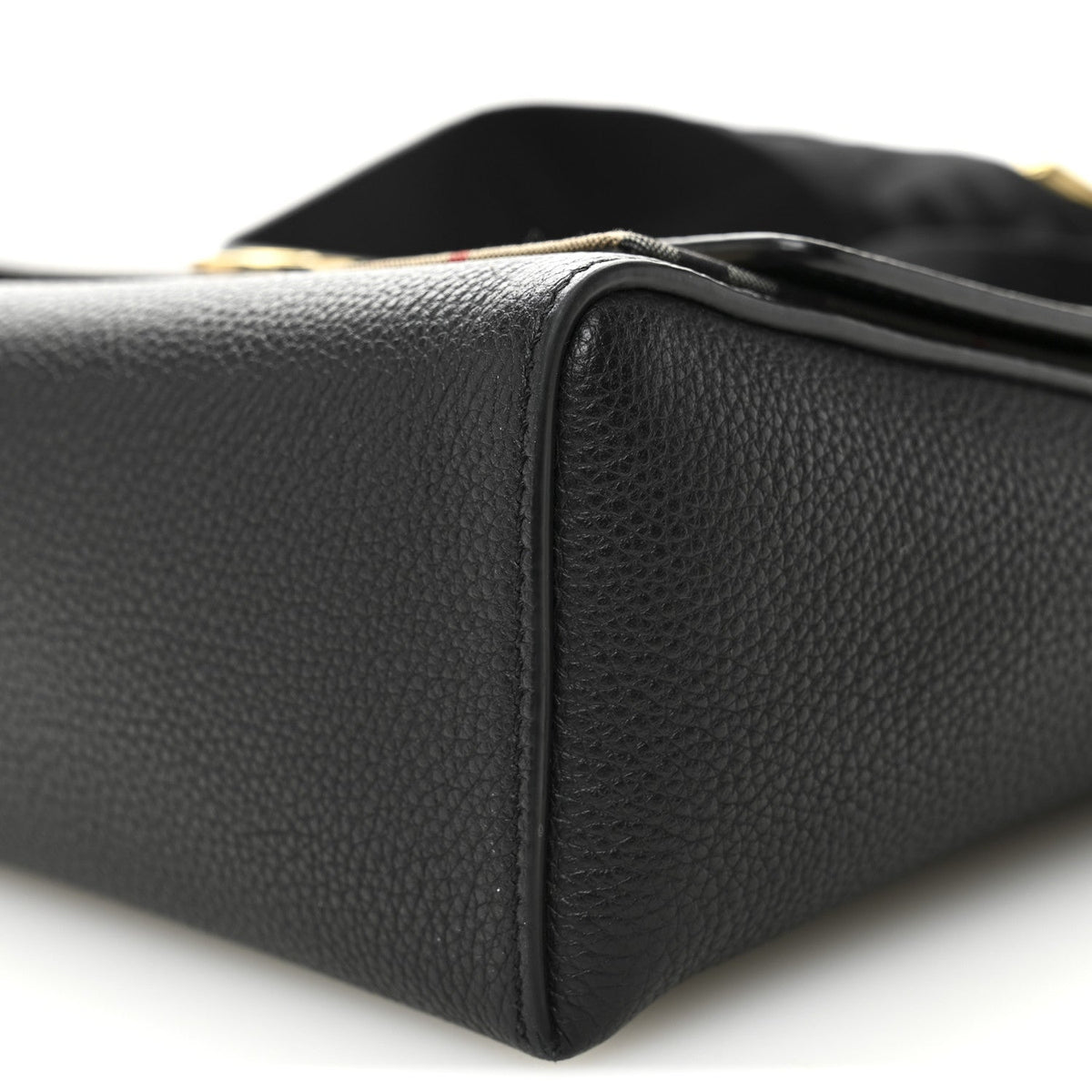 Coated Canvas Calfskin Vintage Check Medium Note Crossbody Bag Black
