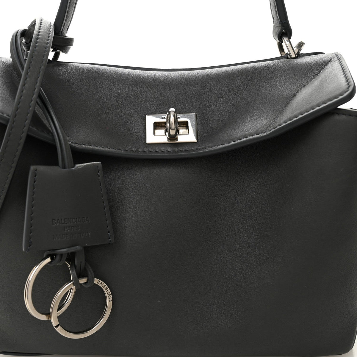 Natural Smooth Calfskin Mini Rodeo Top Handle Handbag Grey