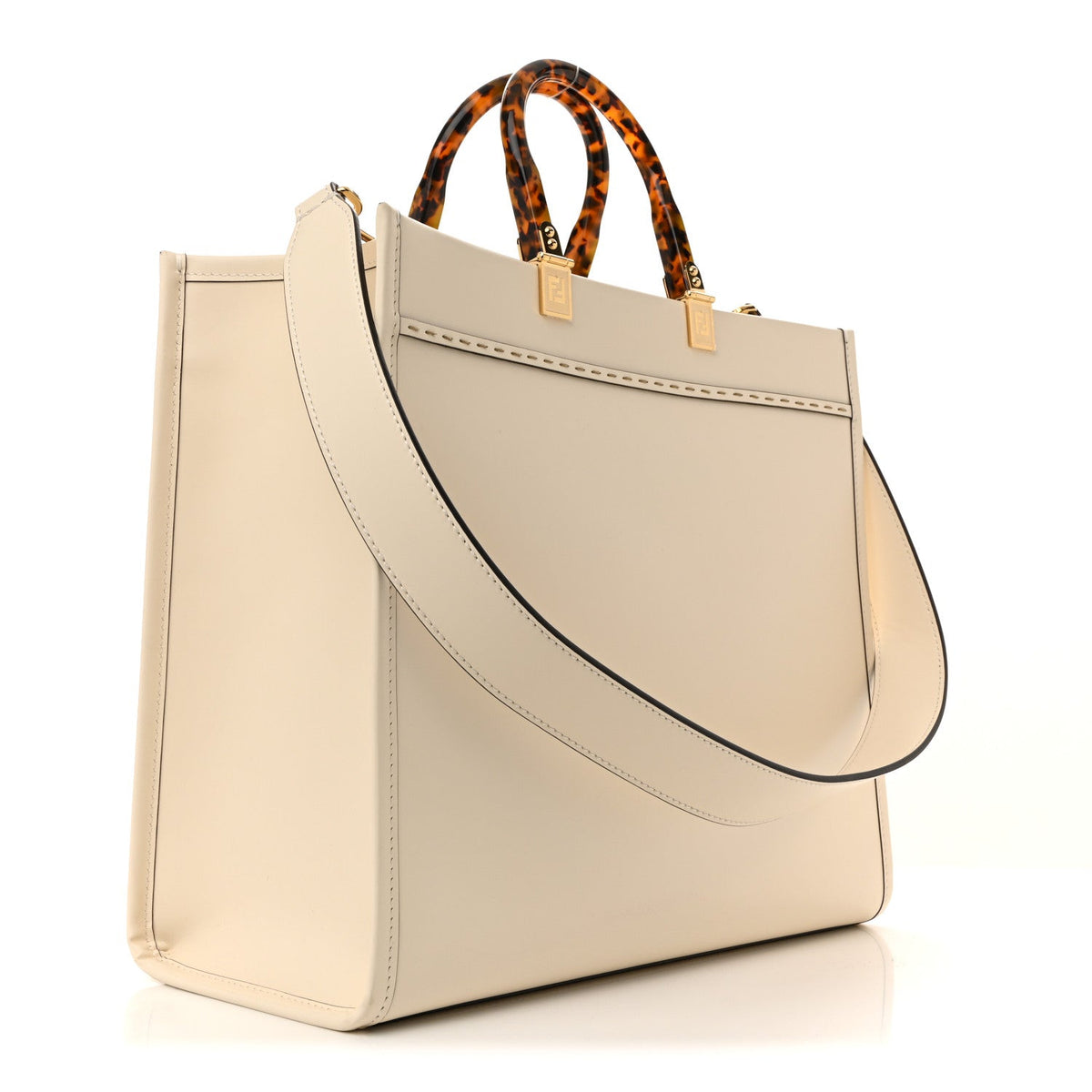 Vitello King Plexiglass Medium Fendi Sunshine Shopper Tote White Ice