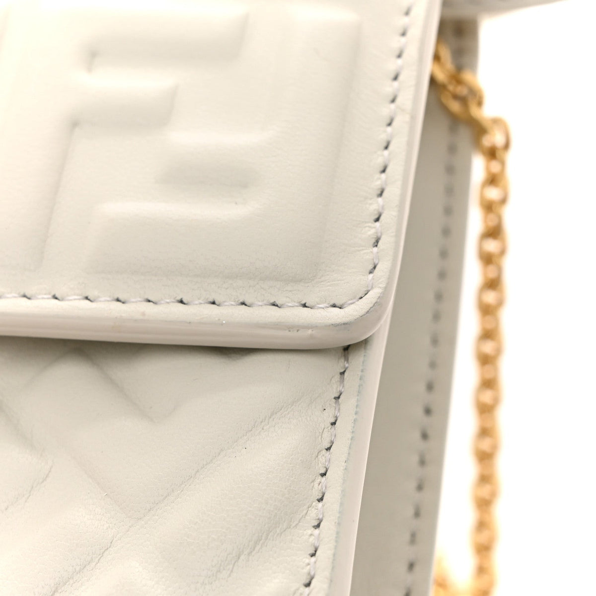 Nappa Matisse FF Embossed Wallet On Chain Baguette White