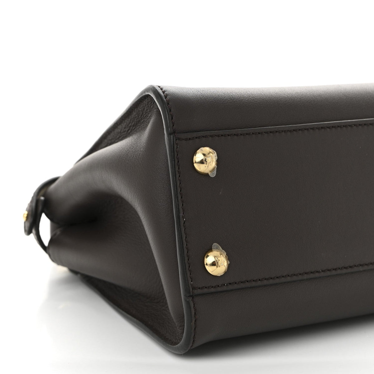 Vitello Seta Suede FF Mini Peekaboo Iconic Satchel Chocolate Sigaro Marrone