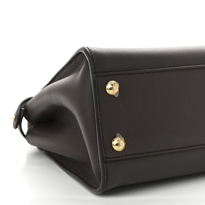 Vitello Seta Suede FF Mini Peekaboo Iconic Satchel Chocolate Sigaro Marrone