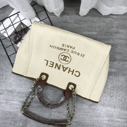 Chanel Deauville Small Straw Raffia Striped