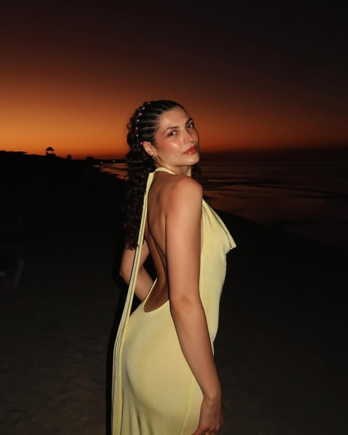 Light Yellow Halter Sheath Satin Long Party Dress Wedding Guest Dress, D185