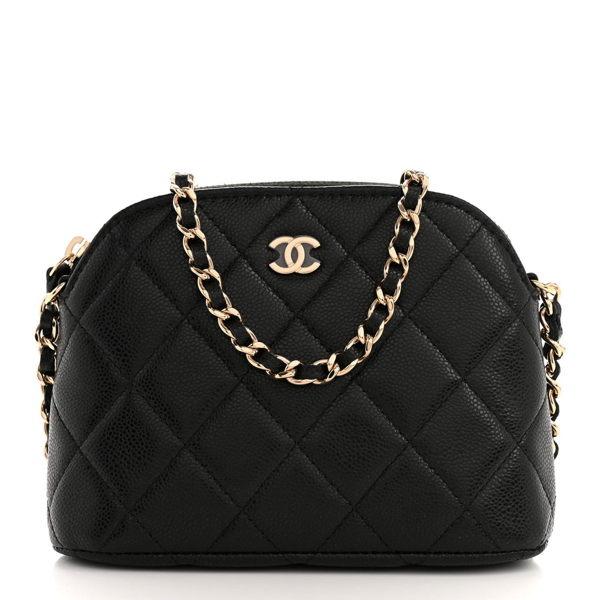 Caviar Quilted Classic Clutch With Chain Black