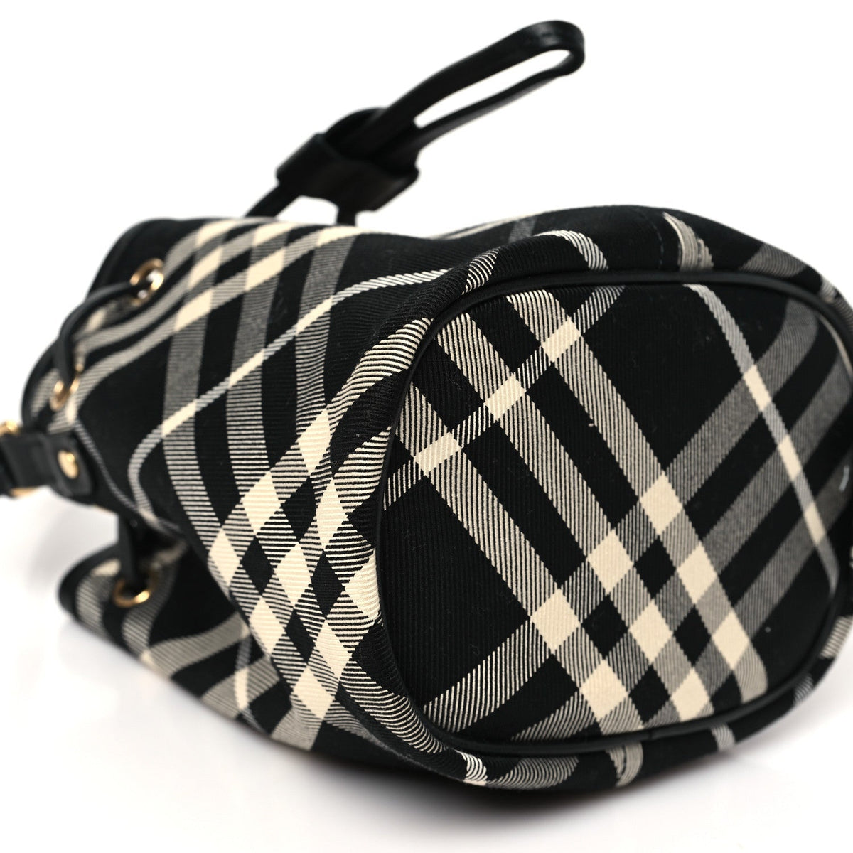 Check Mini Drawstring Pouch Black Calico