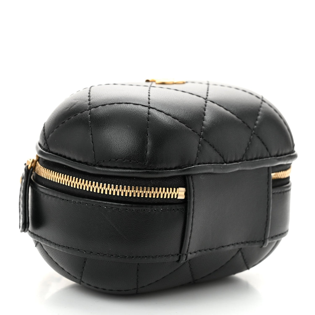 Lambskin Quilted CC Bubble Vanity Case With Chain Black