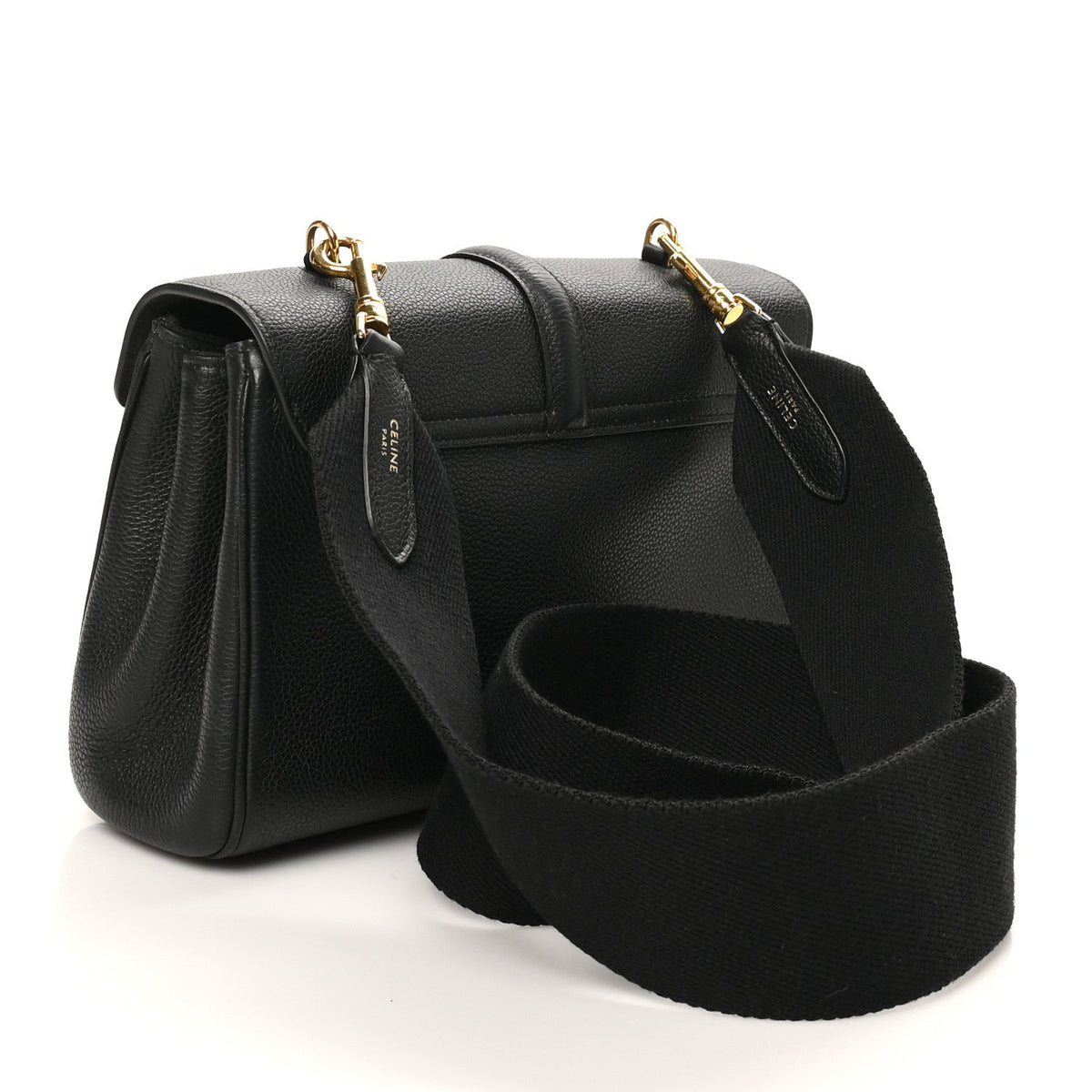 Grained Calfskin Teen Soft 16 Shoulder Bag Black