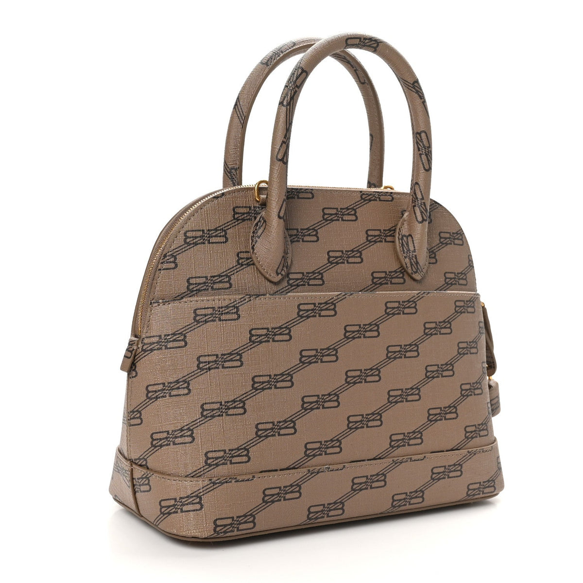 Coated Canvas BB Monogram S Ville Top Handle Bag Beige Brown