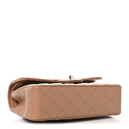 Lambskin Quilted Small Double Flap Brown
