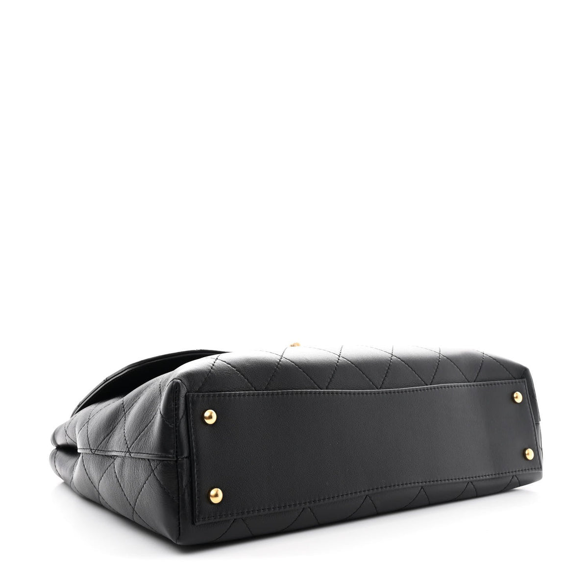 Calfskin Stitched Maxi Flap Top Handle Black
