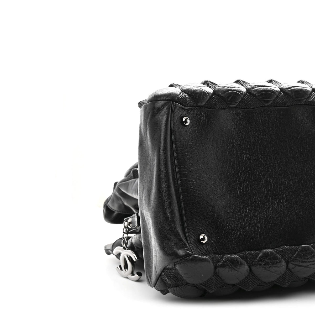 Glazed Lambskin Quilted Large Stravinsky Tote Black