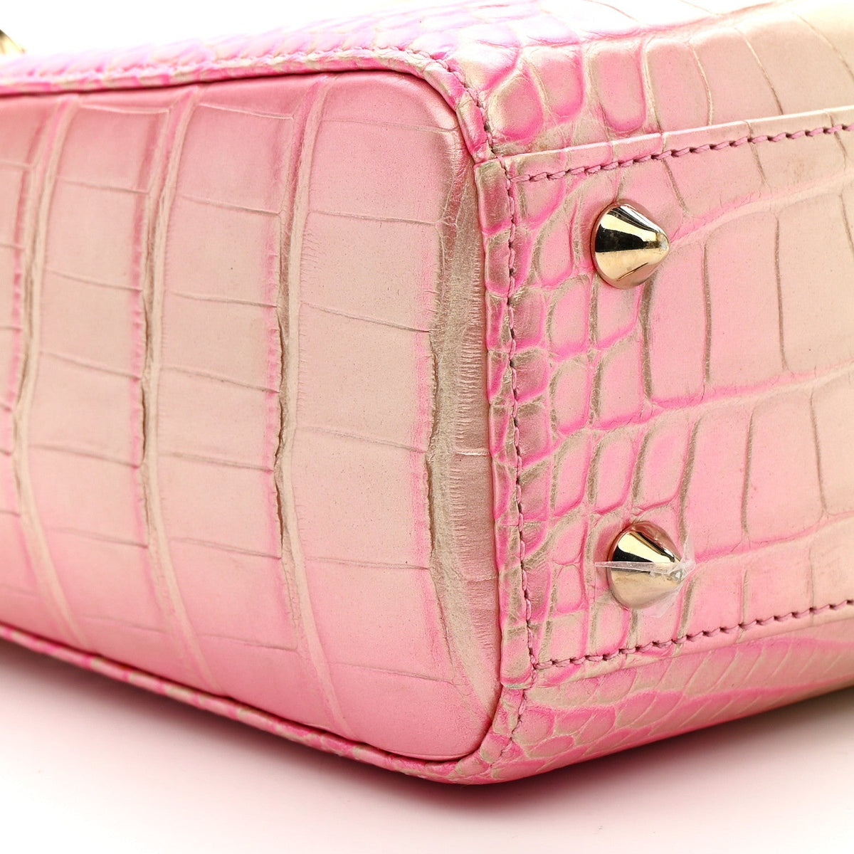 Metallic Alligator Gradient Small Lady Dior Pink